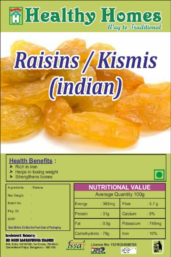 Healthy Homes Raisins / Indian Golden Kismis - 250 GMS